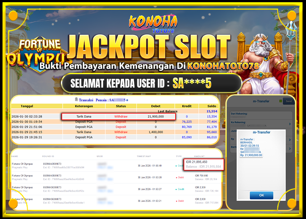 KONOHATOTO78 JACKPOT FORTUNE OF OLYMPUS Rp50.000.000,LUNAS     